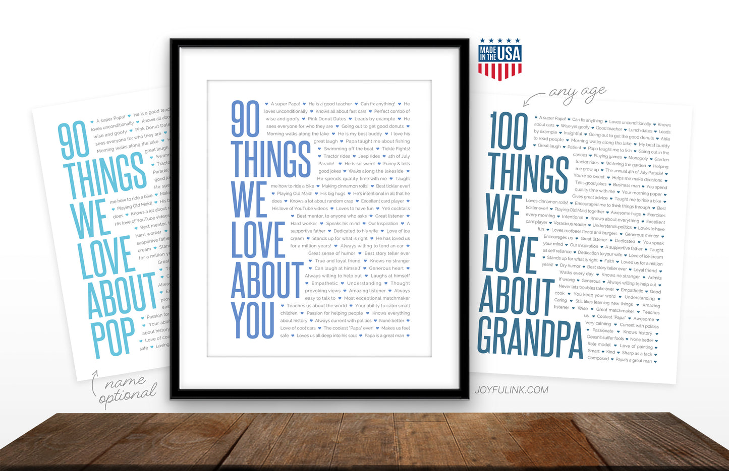 90 Things We Love About You – Personalized 90th Birthday Gift for Parents & Grandparents