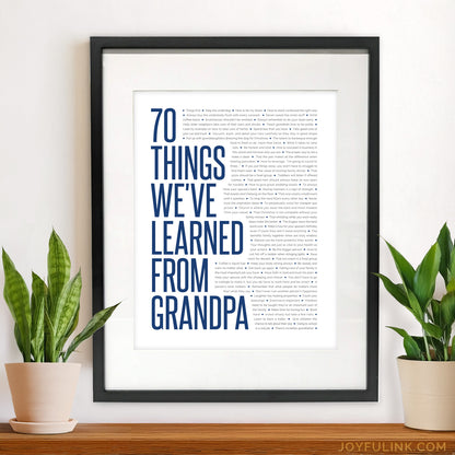 70 Things We've Learned From You | Gifts for Grandpa or Grandma | 70th Birthday Ideas